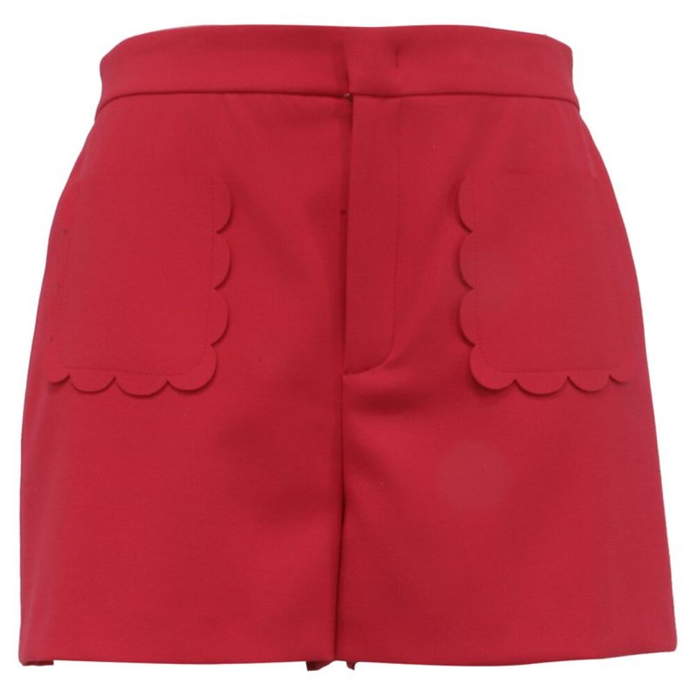 Red Valentino Scallop Mini Shorts in Red Polyester